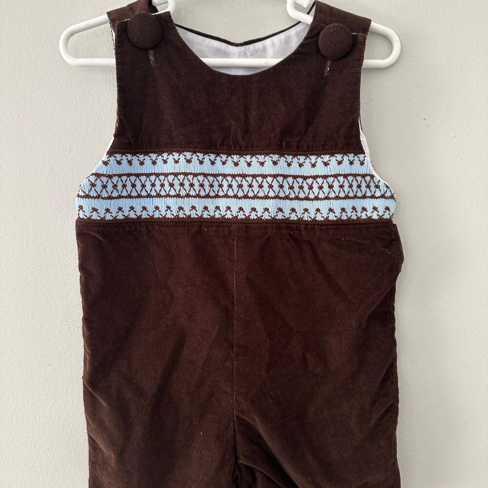 Boys Tricia Smocked Brown And Blue 12 mos